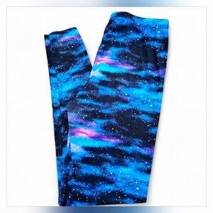 Women's Blue Galaxy Leggings~Size L/XL~12-14